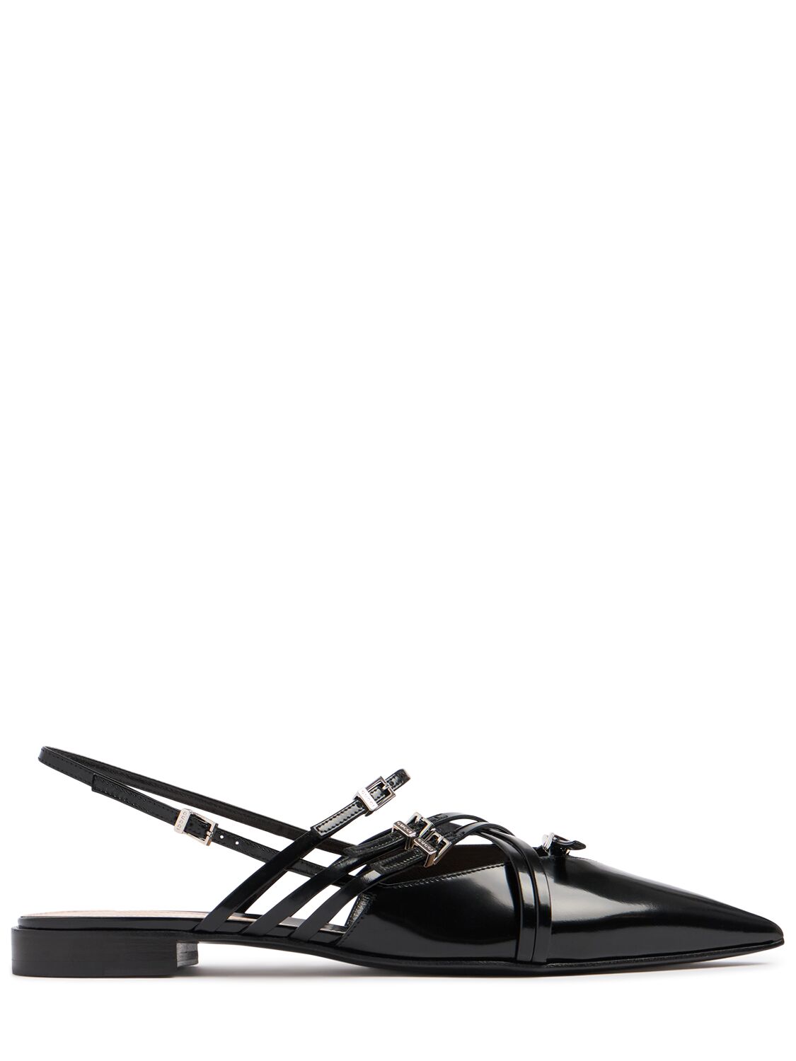 Shop Gucci 15mm Leather Strappy Ballet Flats In Black