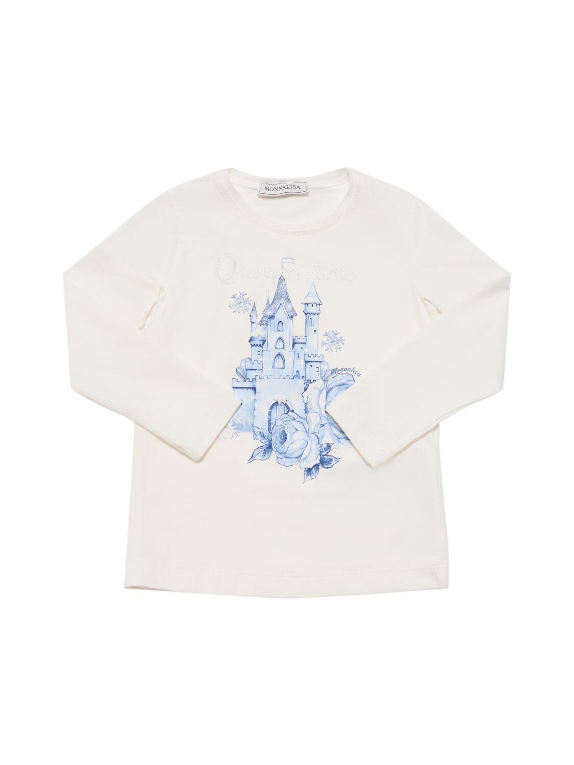 Monnalisa Kids' Frozen Print Cotton Jersey T-shirt In White