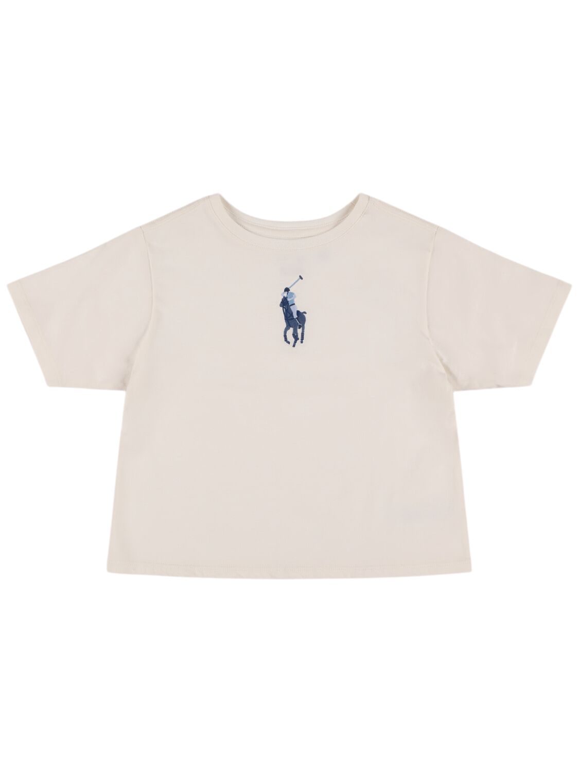 Polo Ralph Lauren Logo Cotton Jersey Cropped T-shirt In Grey