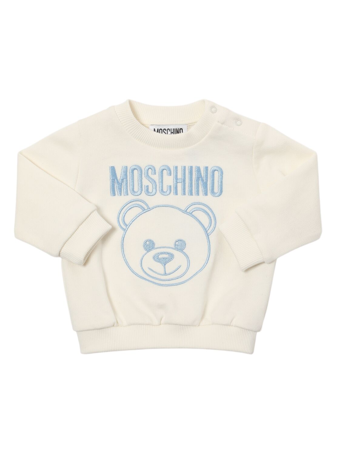 Shop Moschino Printed Cotton Sweatshirt & Sweatpants In White/blue