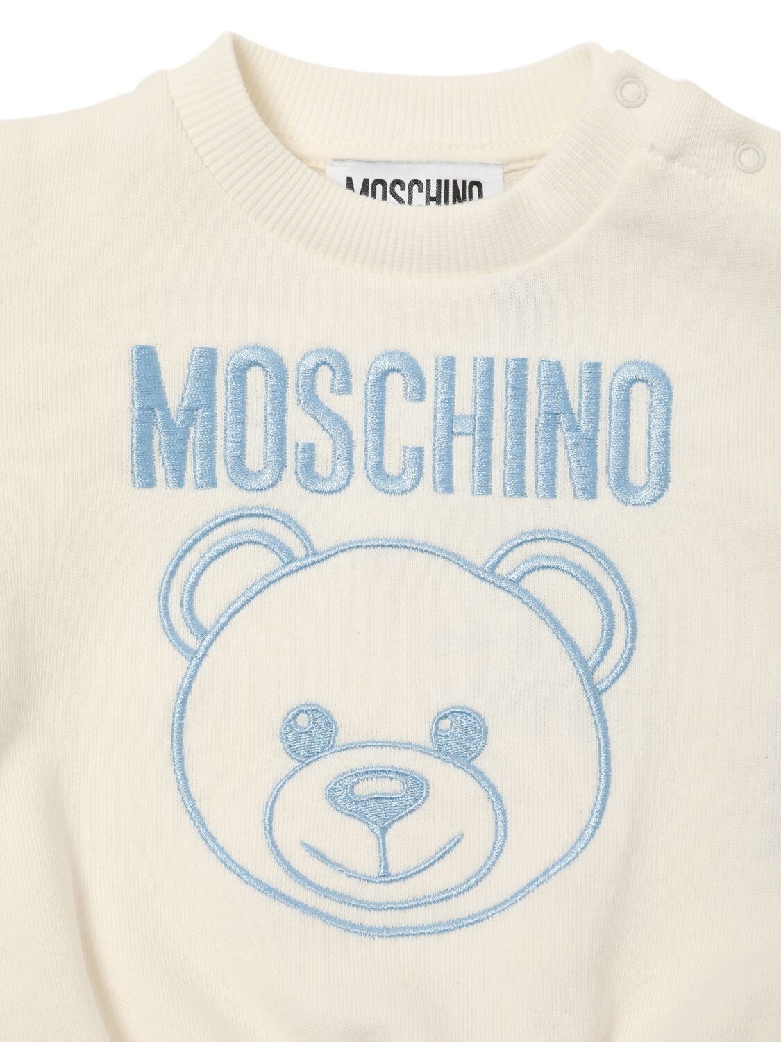 Shop Moschino Printed Cotton Sweatshirt & Sweatpants In White/blue