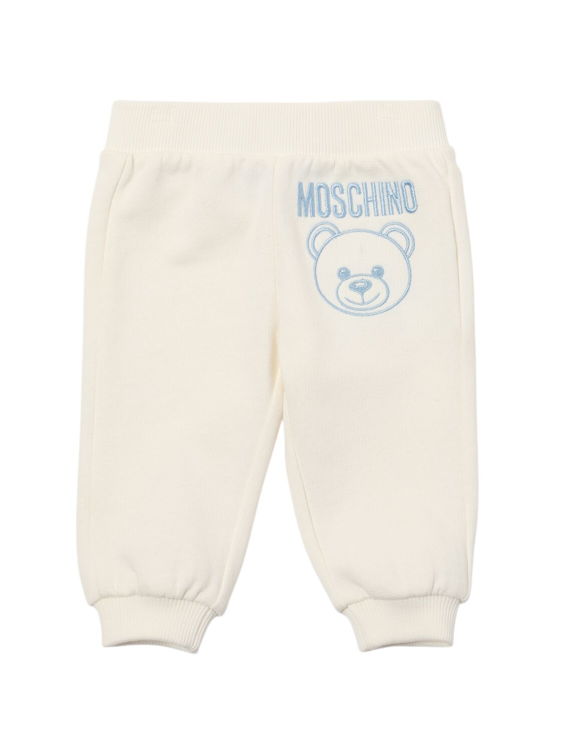 Shop Moschino Printed Cotton Sweatshirt & Sweatpants In White/blue