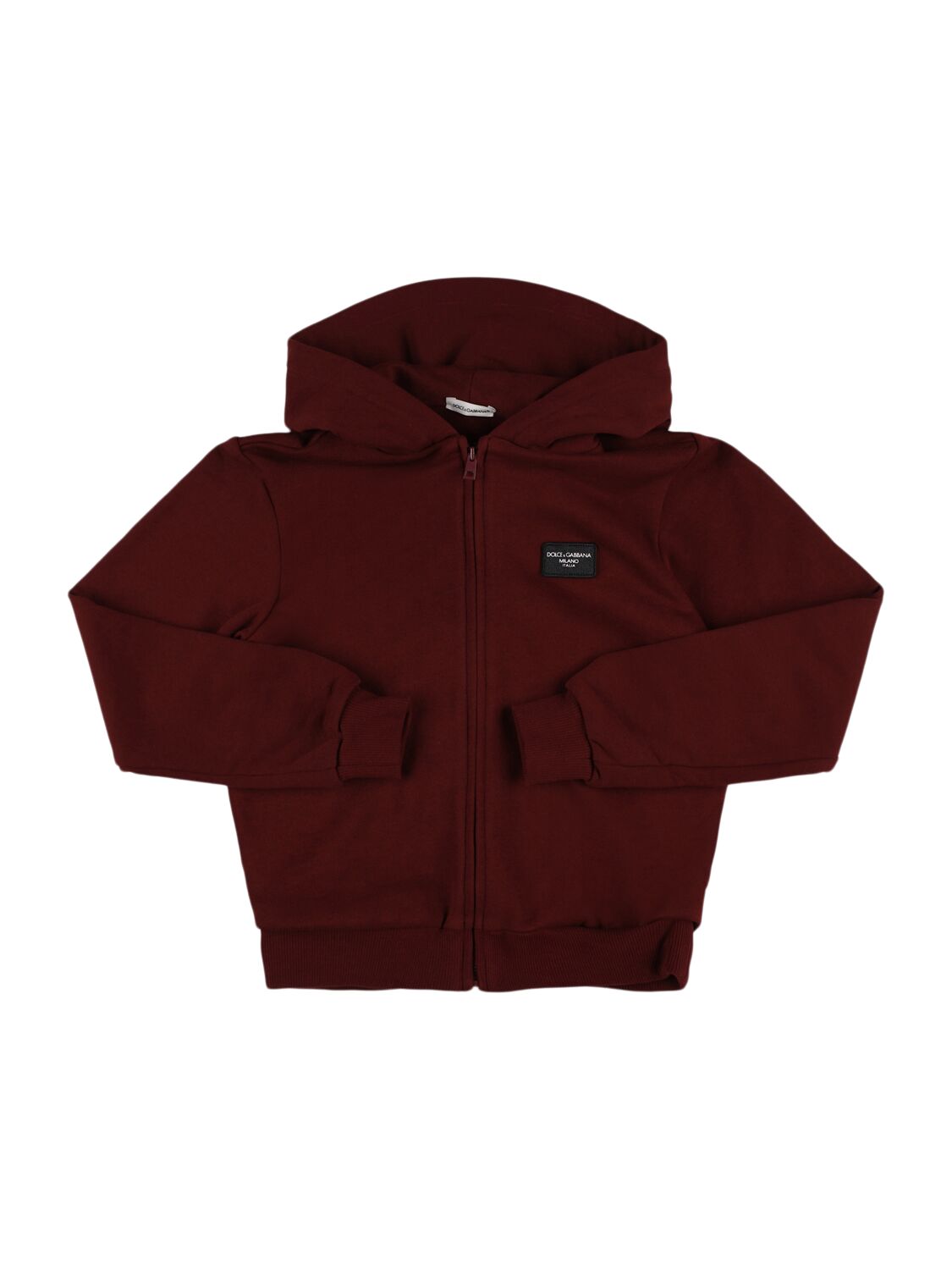 Dolce & Gabbana Cotton Zip-up Hooded Sweatshirt In Brown