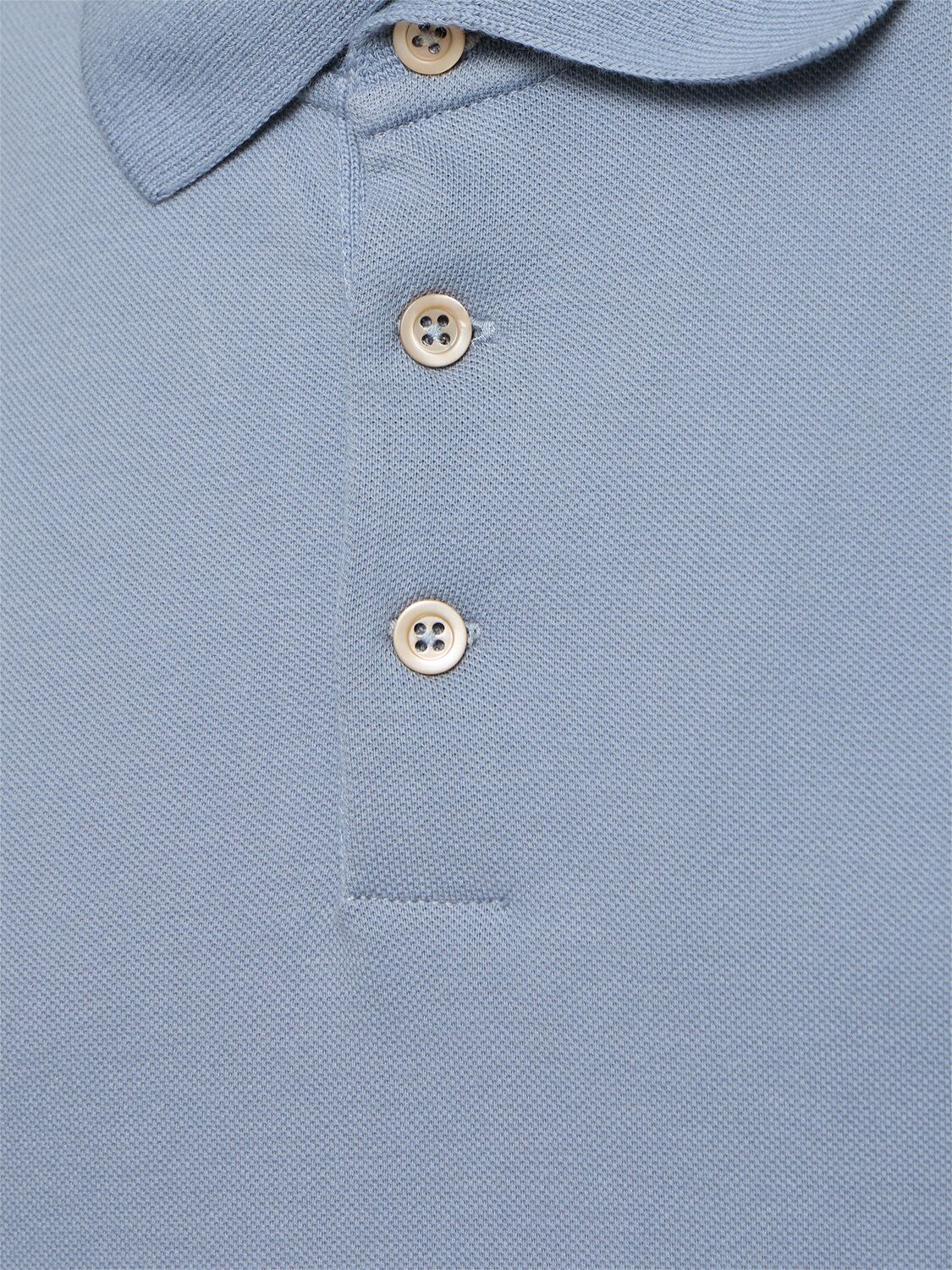 Shop Brunello Cucinelli Cotton Piquet Polo In Celestiale