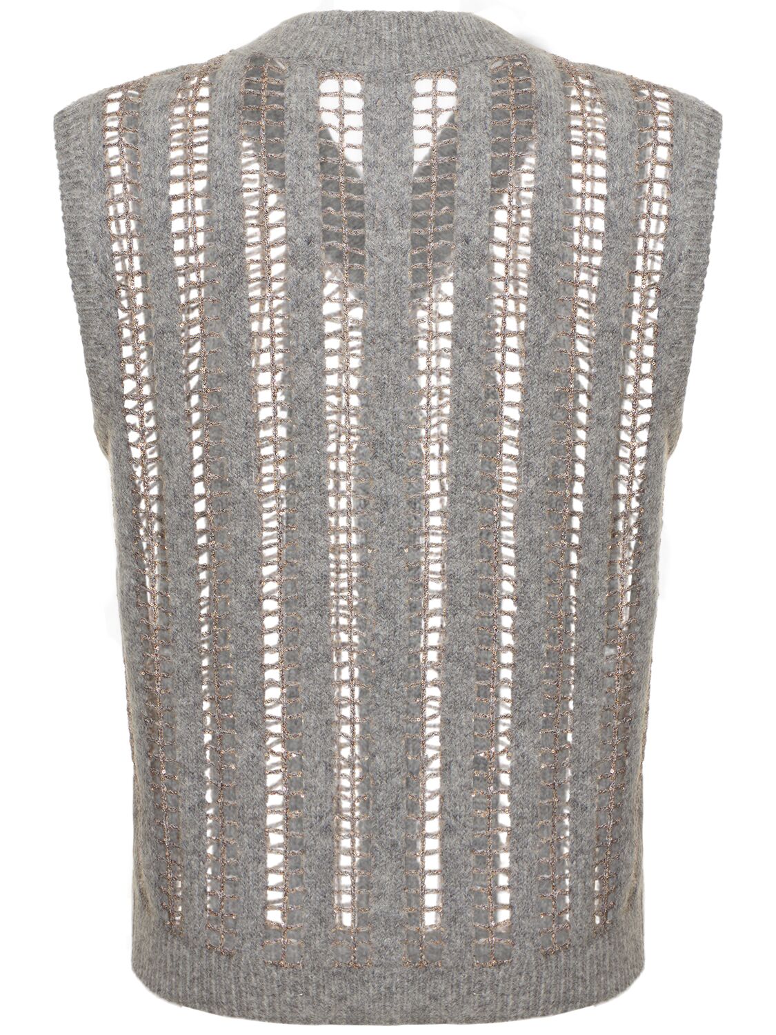 Shop Brunello Cucinelli Wool & Mohair Open Knit Vest In Grey