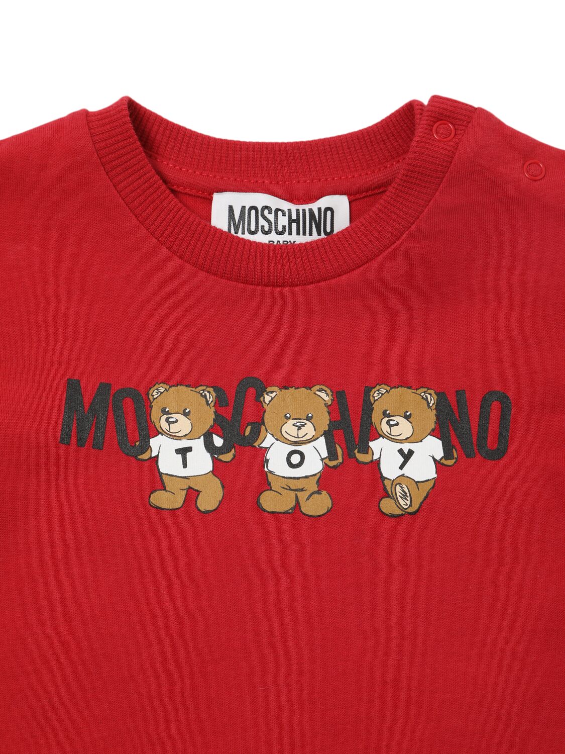 Shop Moschino Printed Cotton Jersey T-shirt In Red