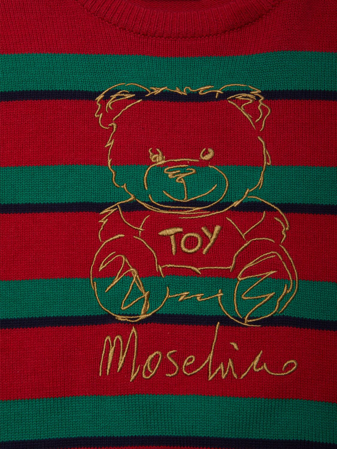 Moschino Wool Blend Knitted Sweater In Red/green