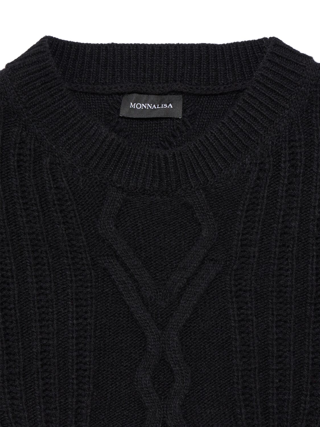 MONNALISA WOOL BLEND KNIT CROPPED SWEATER 