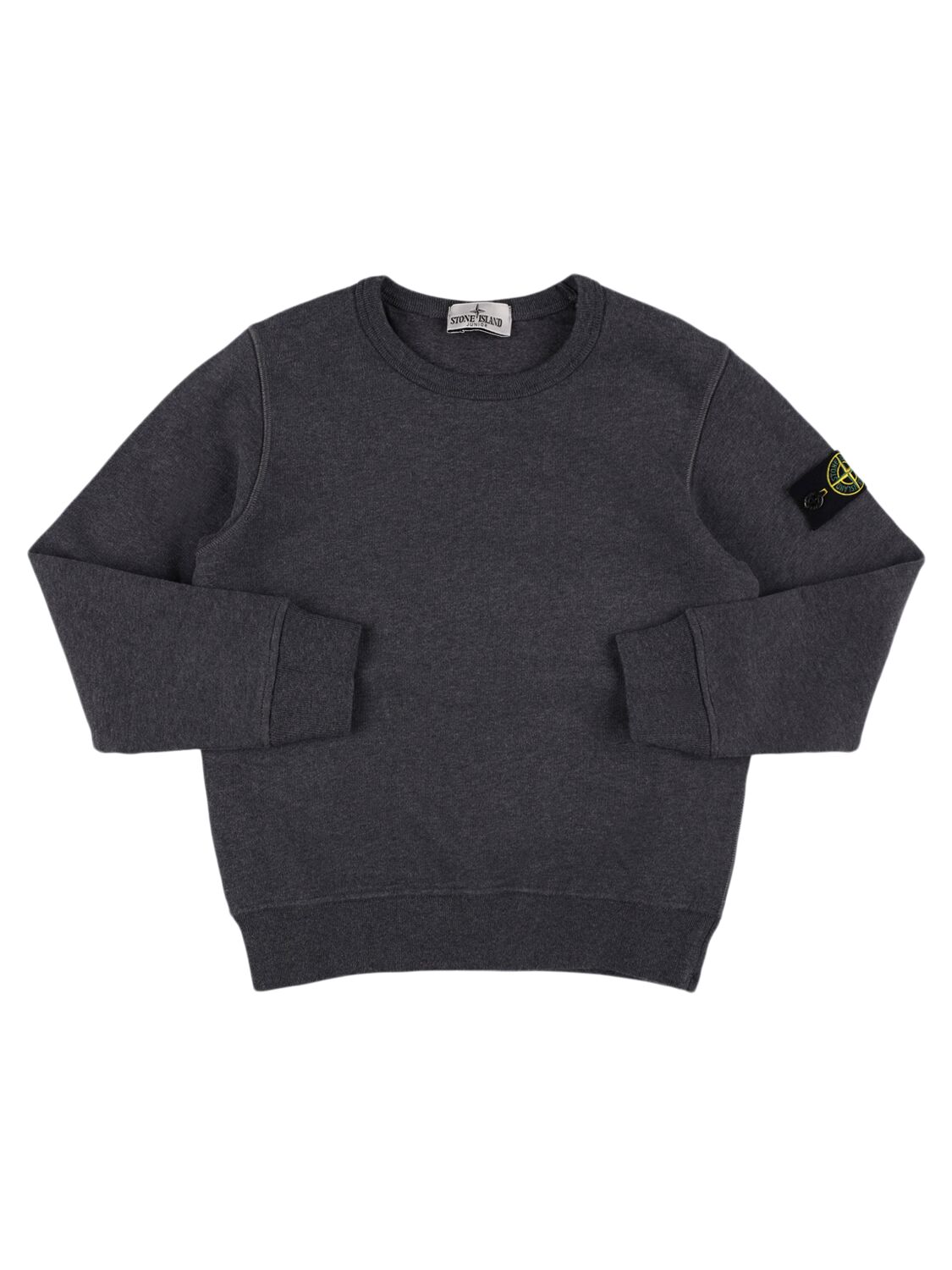 Stone Island Organic Cotton Crewneck Sweatshirt In 灰色