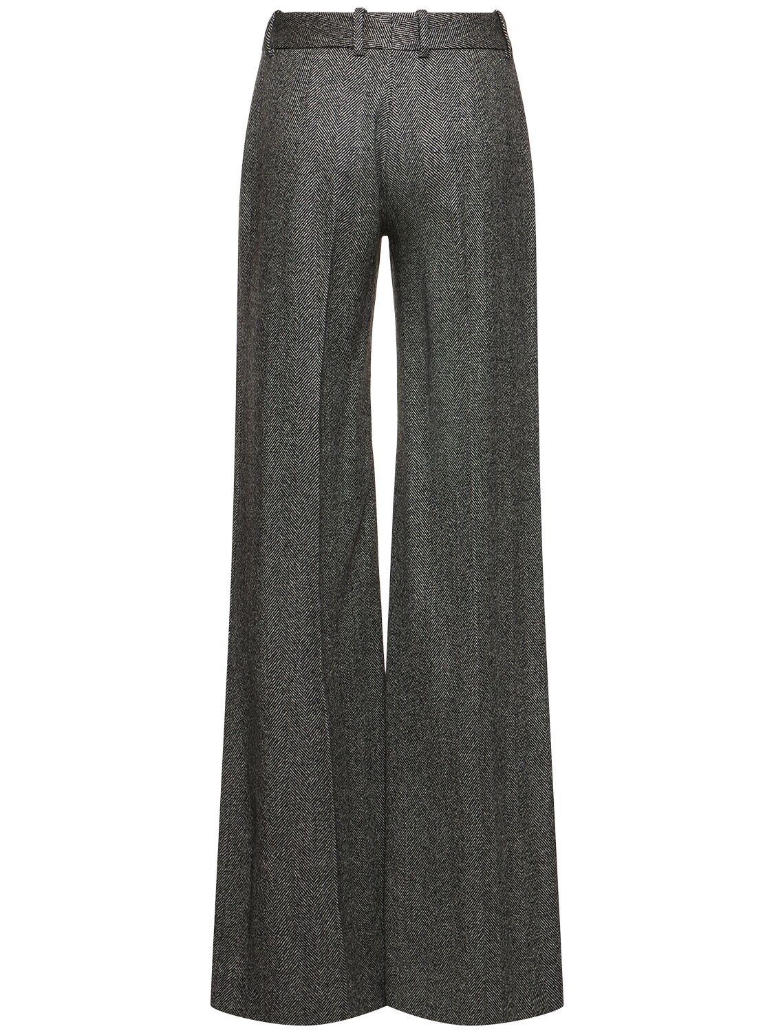 Shop Ermanno Scervino Wool Blend Wide Leg Pants In Dark Grey