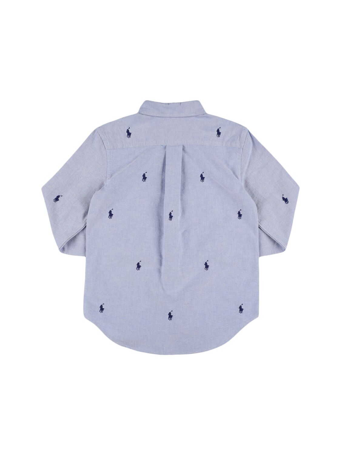 Shop Polo Ralph Lauren Logo Embroidered Cotton Poplin Shirt In Light Blue