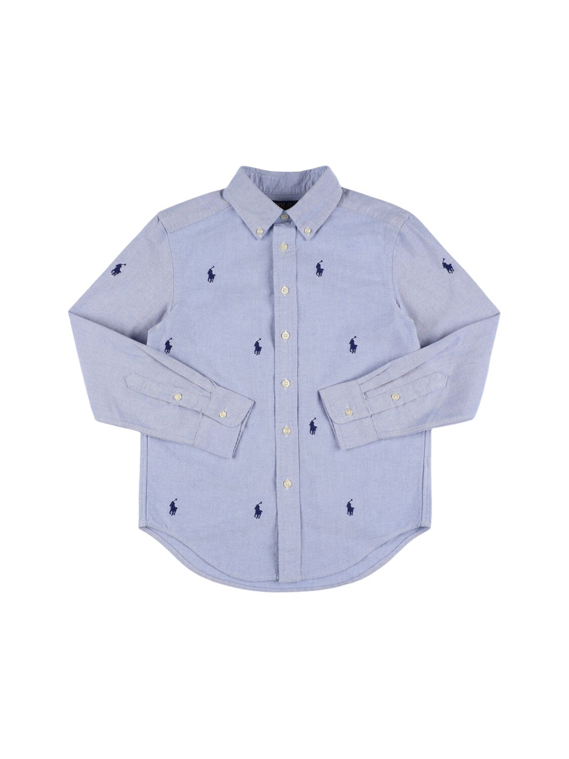 Polo Ralph Lauren Babies' Logo Embroidered Cotton Poplin Shirt In Blue