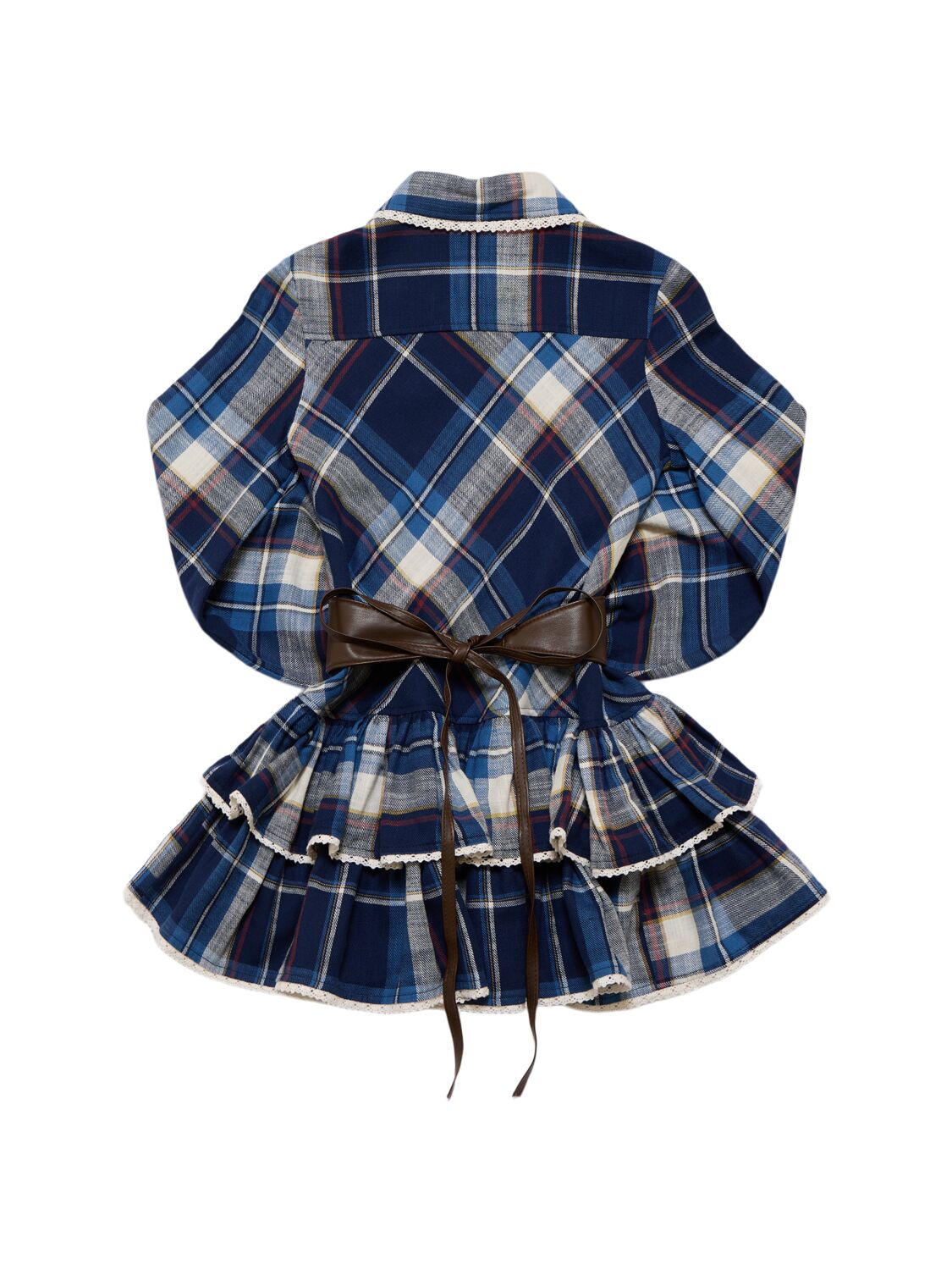MONNALISA CHECK PRINT COTTON DRESS W/BELT 