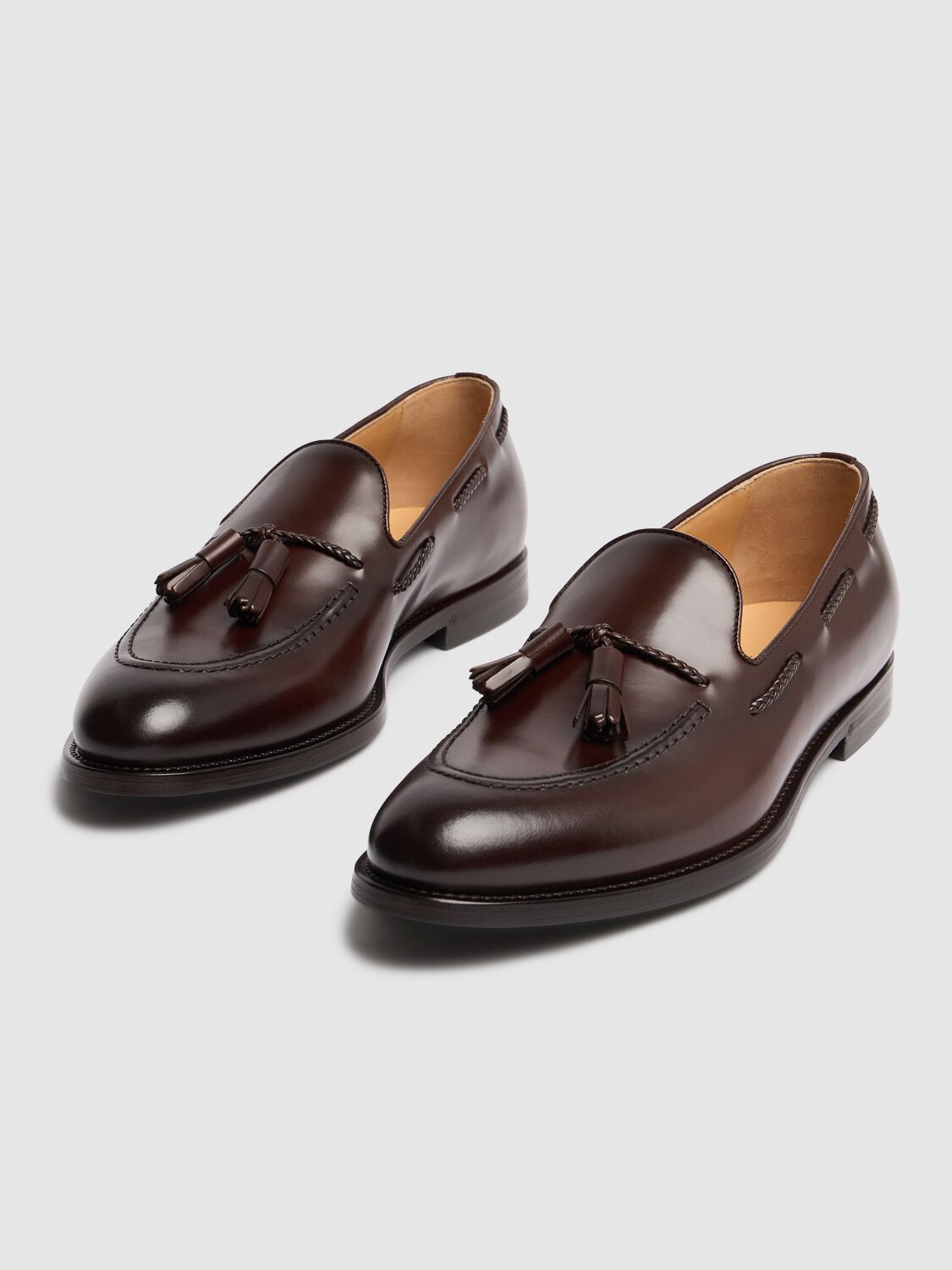 Shop Brunello Cucinelli Smooth Leather Loafers In Mud