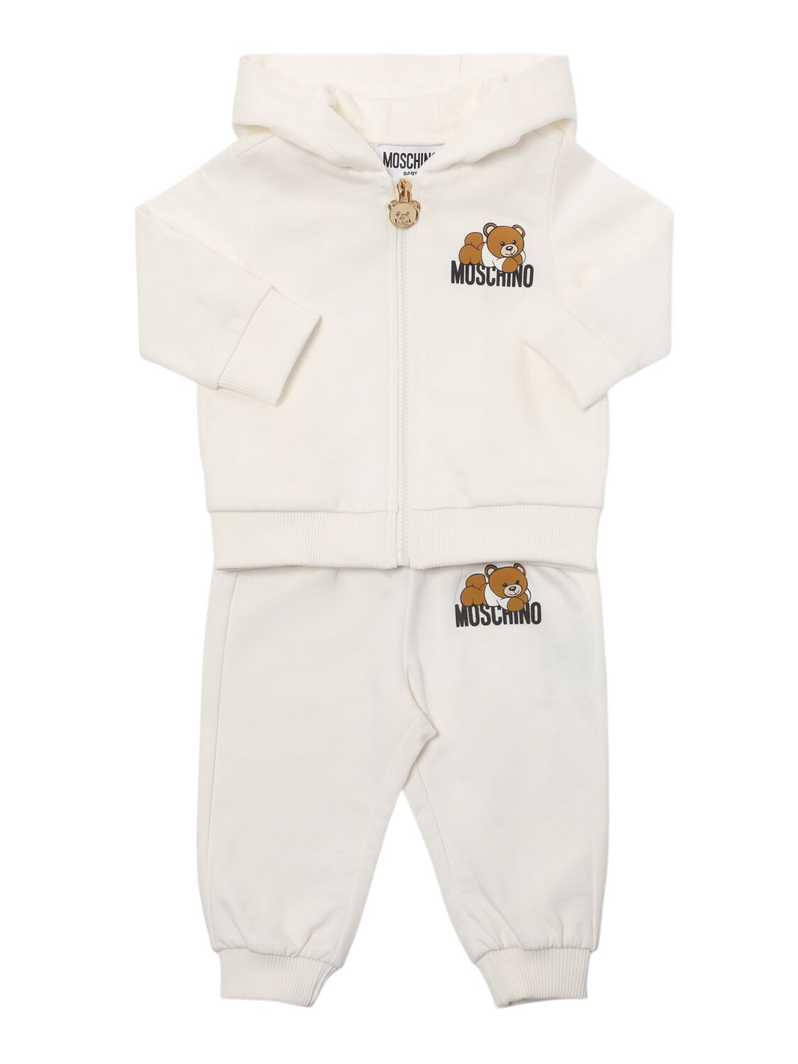 Moschino Babies' Cotton Sweatshirt & Sweatpants In White