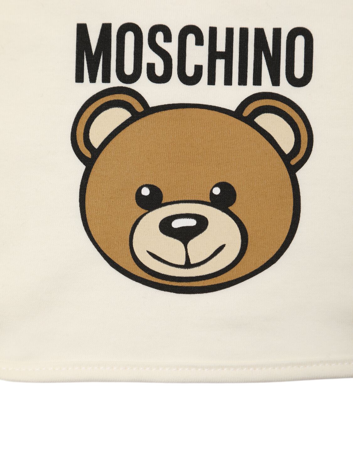 Shop Moschino Printed Cotton Romper, Bib & Hat In White