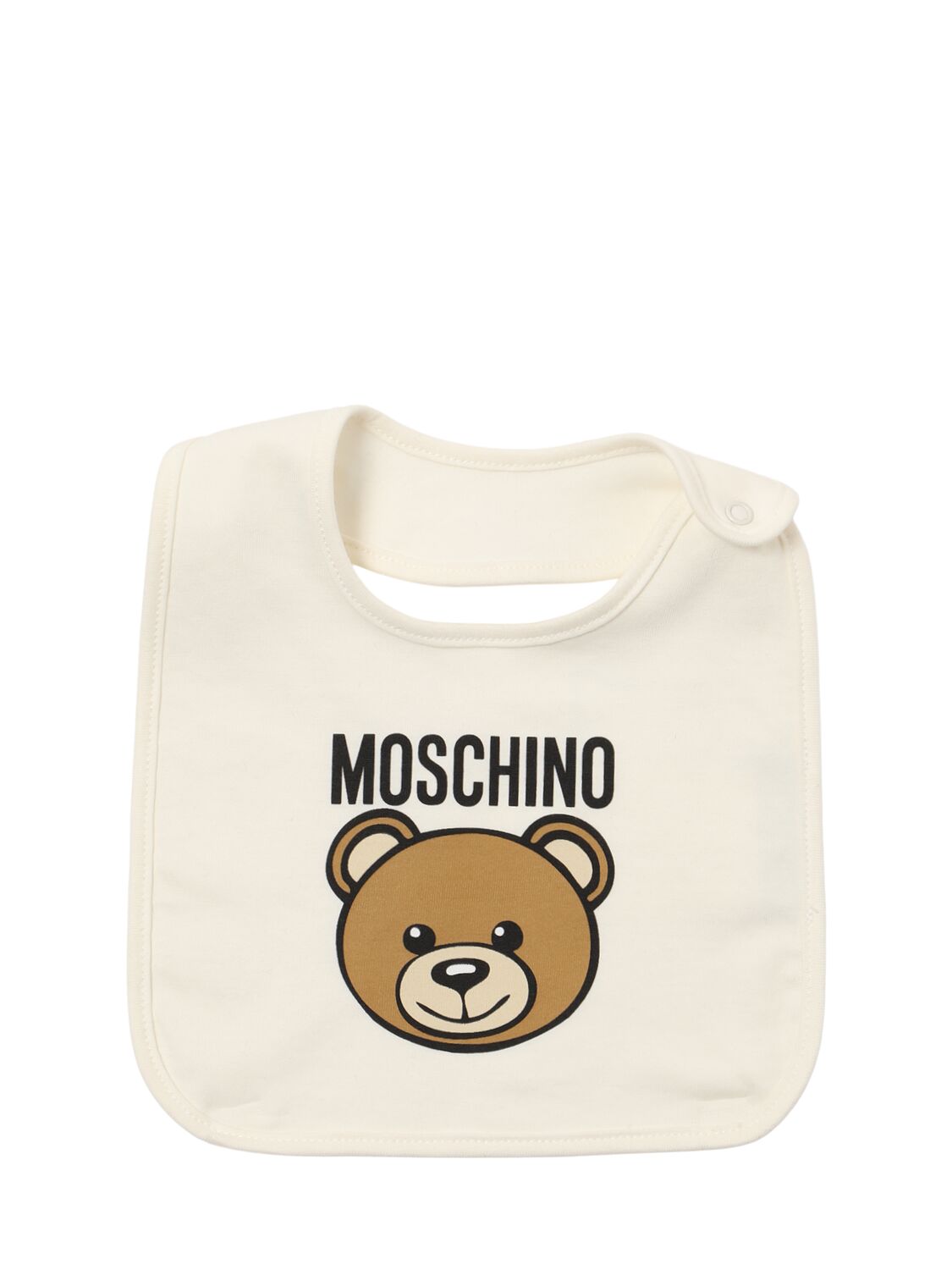 Shop Moschino Printed Cotton Romper, Bib & Hat In White