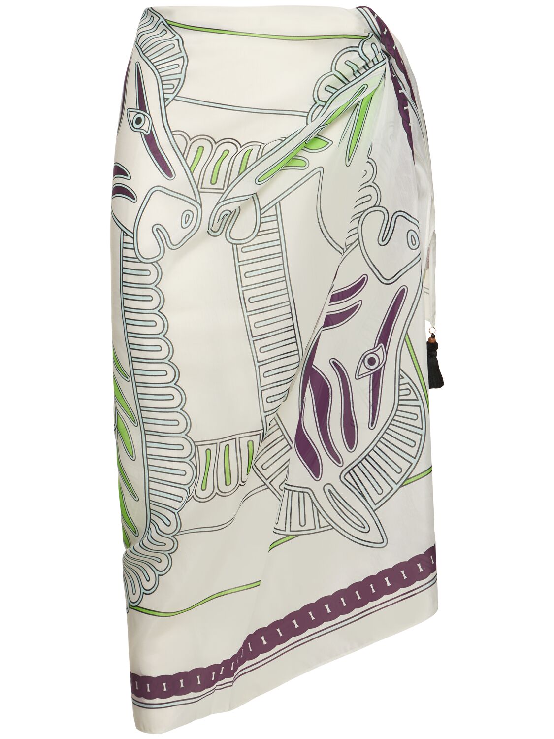 Tory Burch Printed Cotton & Silk Pareo Skirt In Neutral
