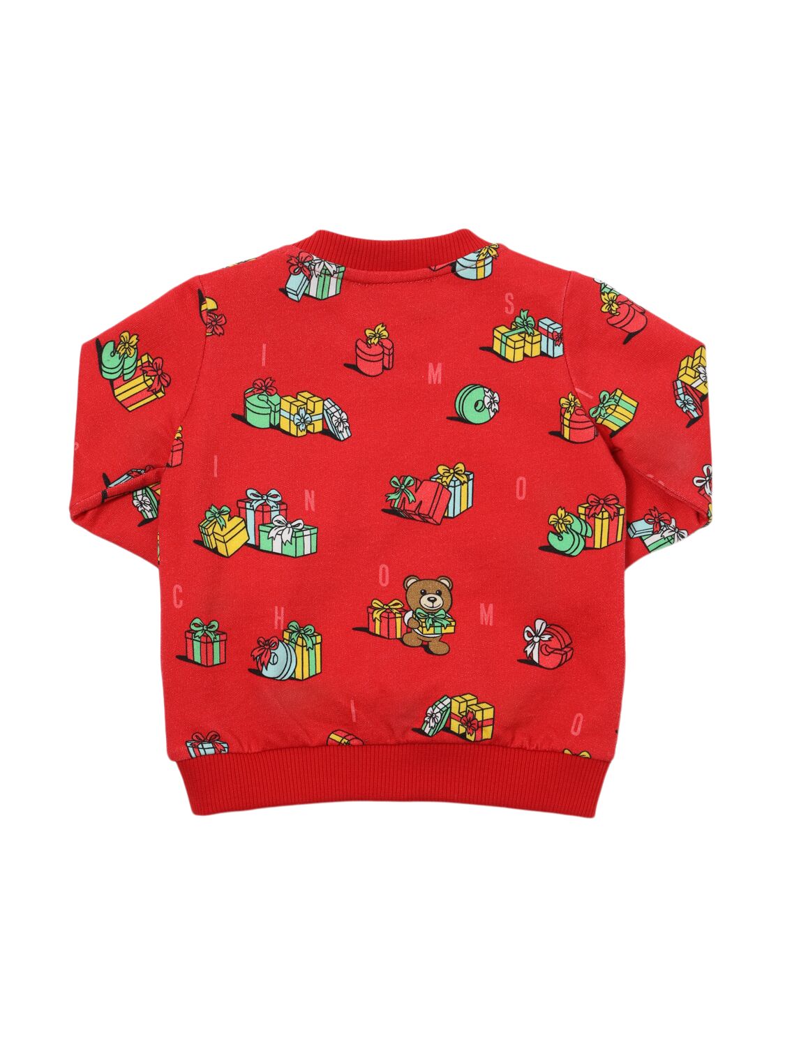 Shop Moschino Cotton Crewneck Sweatshirt In Red/multi