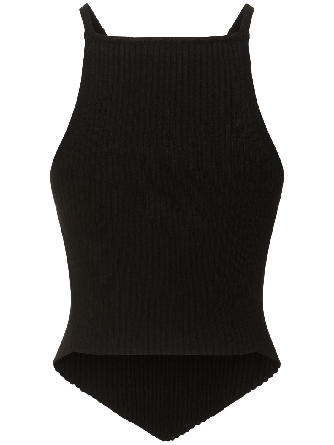 Shop Courrèges Signature Rib Knit Viscose Top In Black