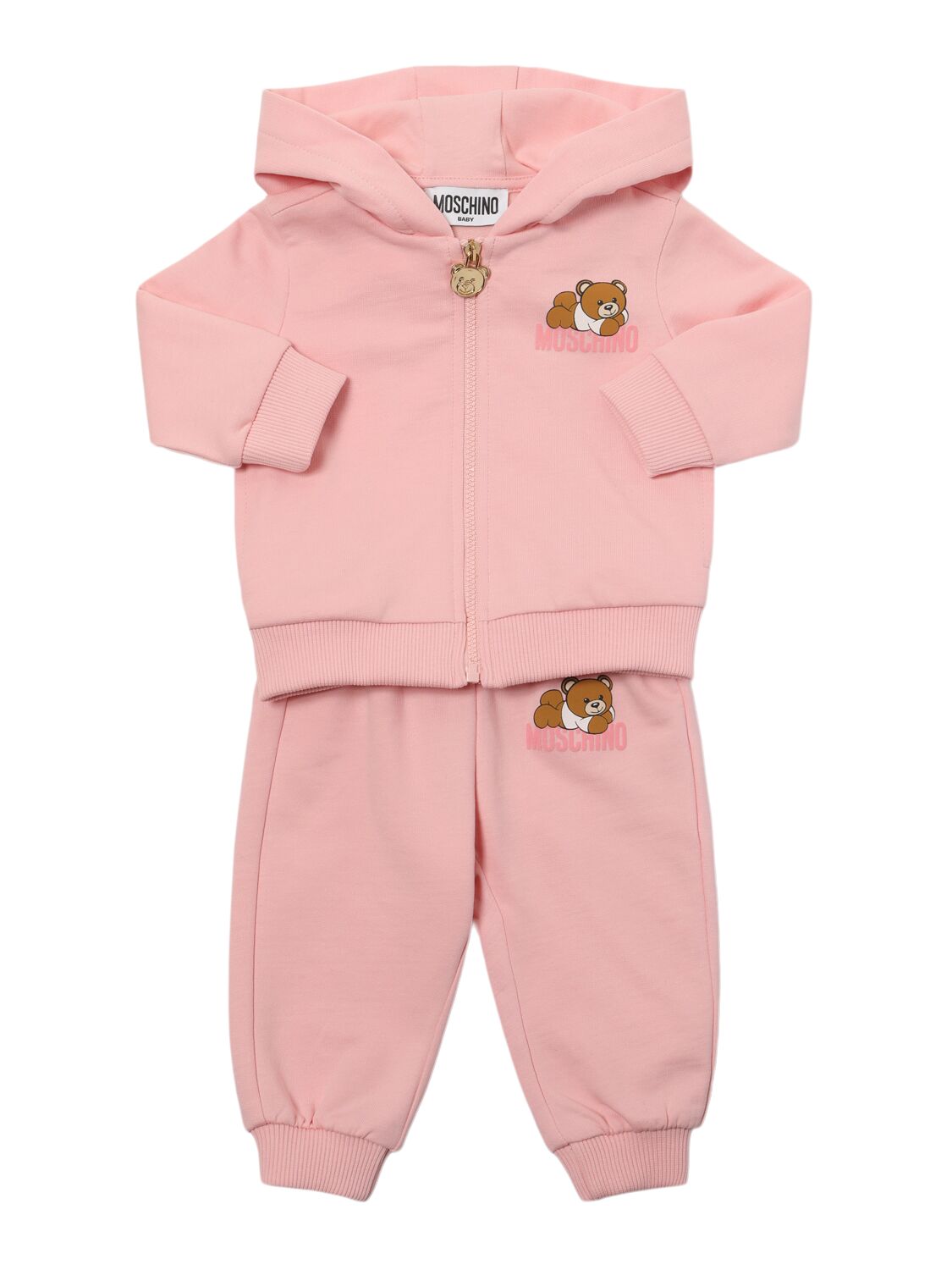 Moschino Babies' Cotton Sweatshirt & Sweatpants In Pink