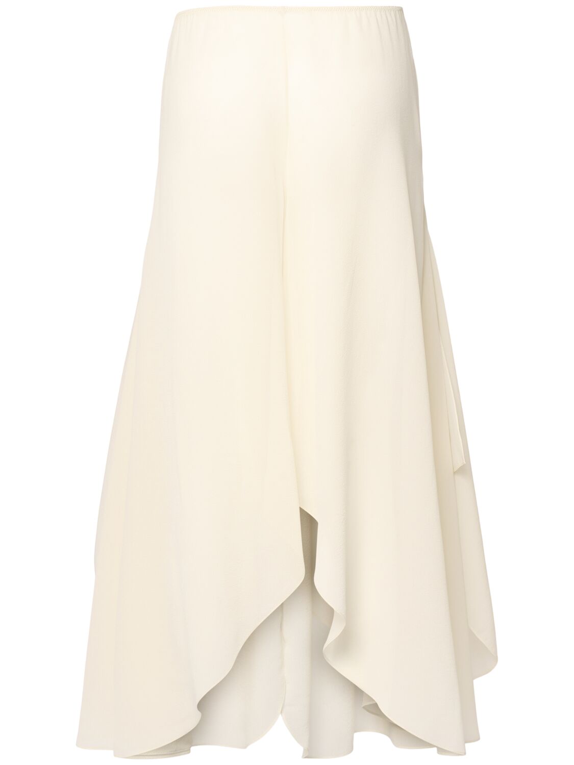 Shop Chloé Ruched Silk Flared Pants In White