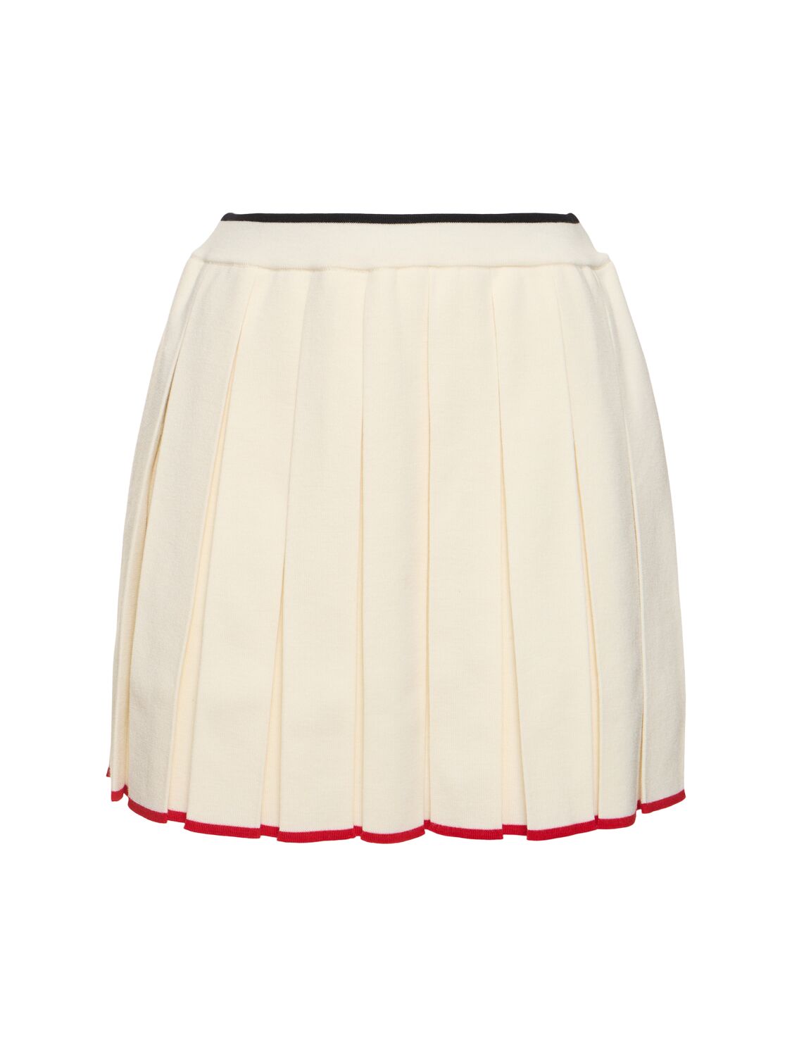 Thom Browne Needle Stitch Wool Pleated Mini Skirt In Neutral