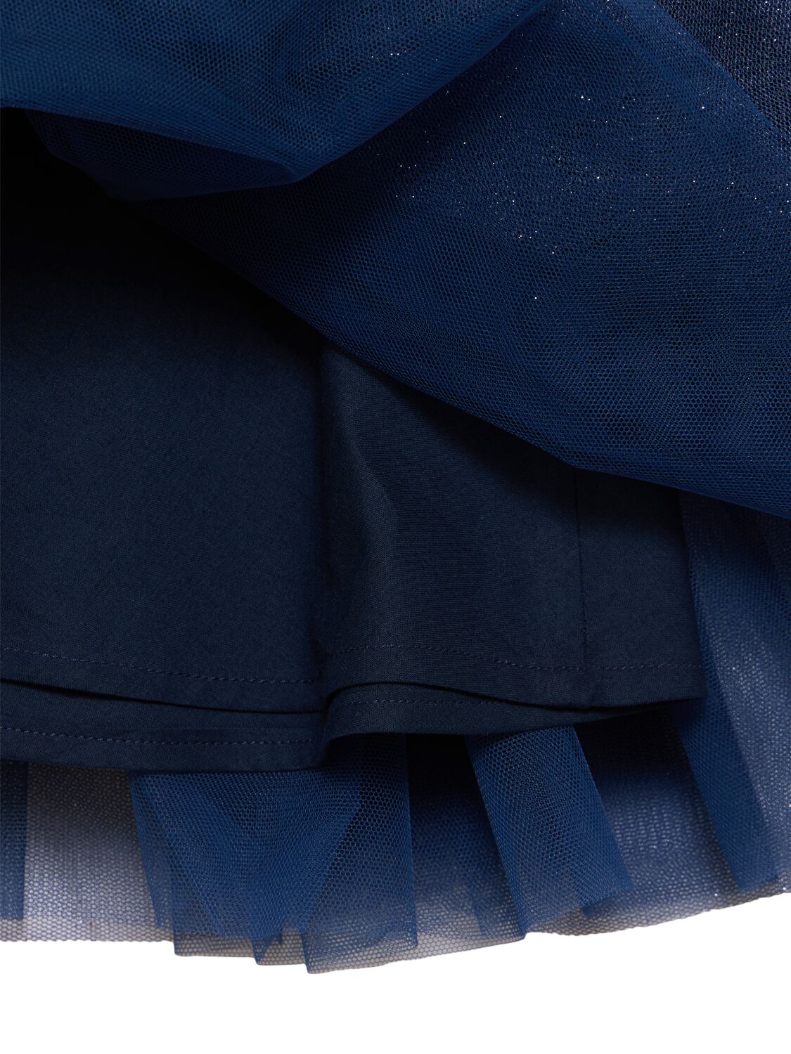 MONNALISA COTTON KNIT & TULLE DRESS 