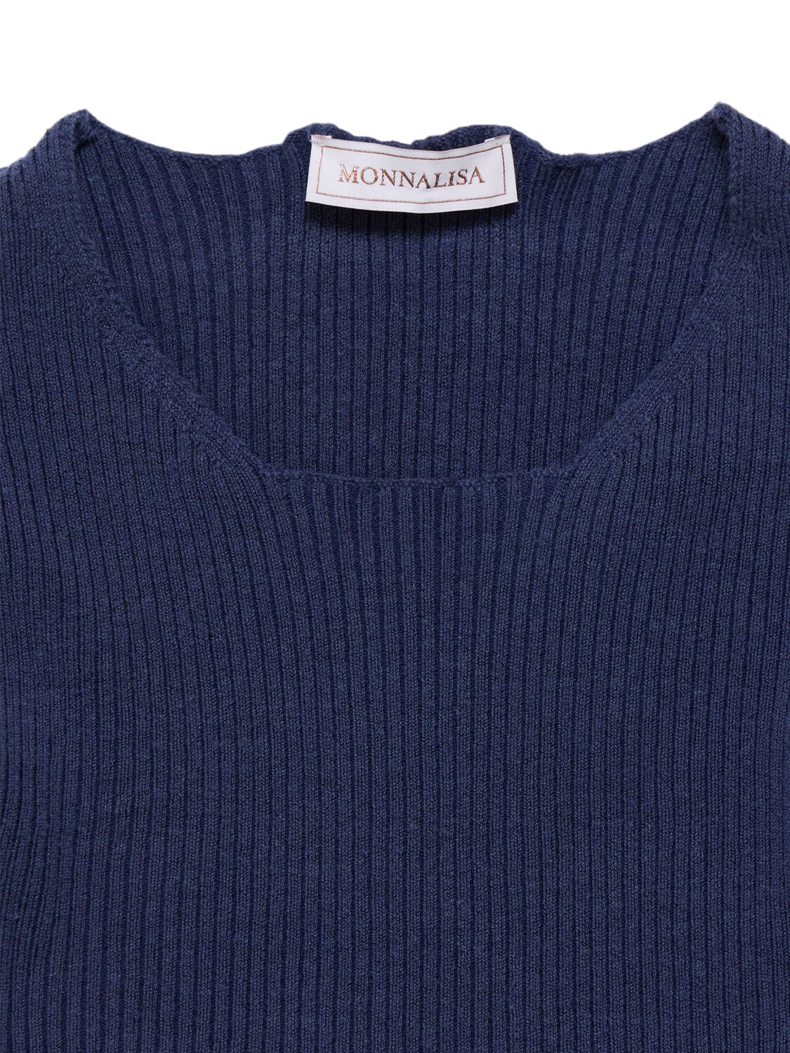 MONNALISA COTTON KNIT & TULLE DRESS 