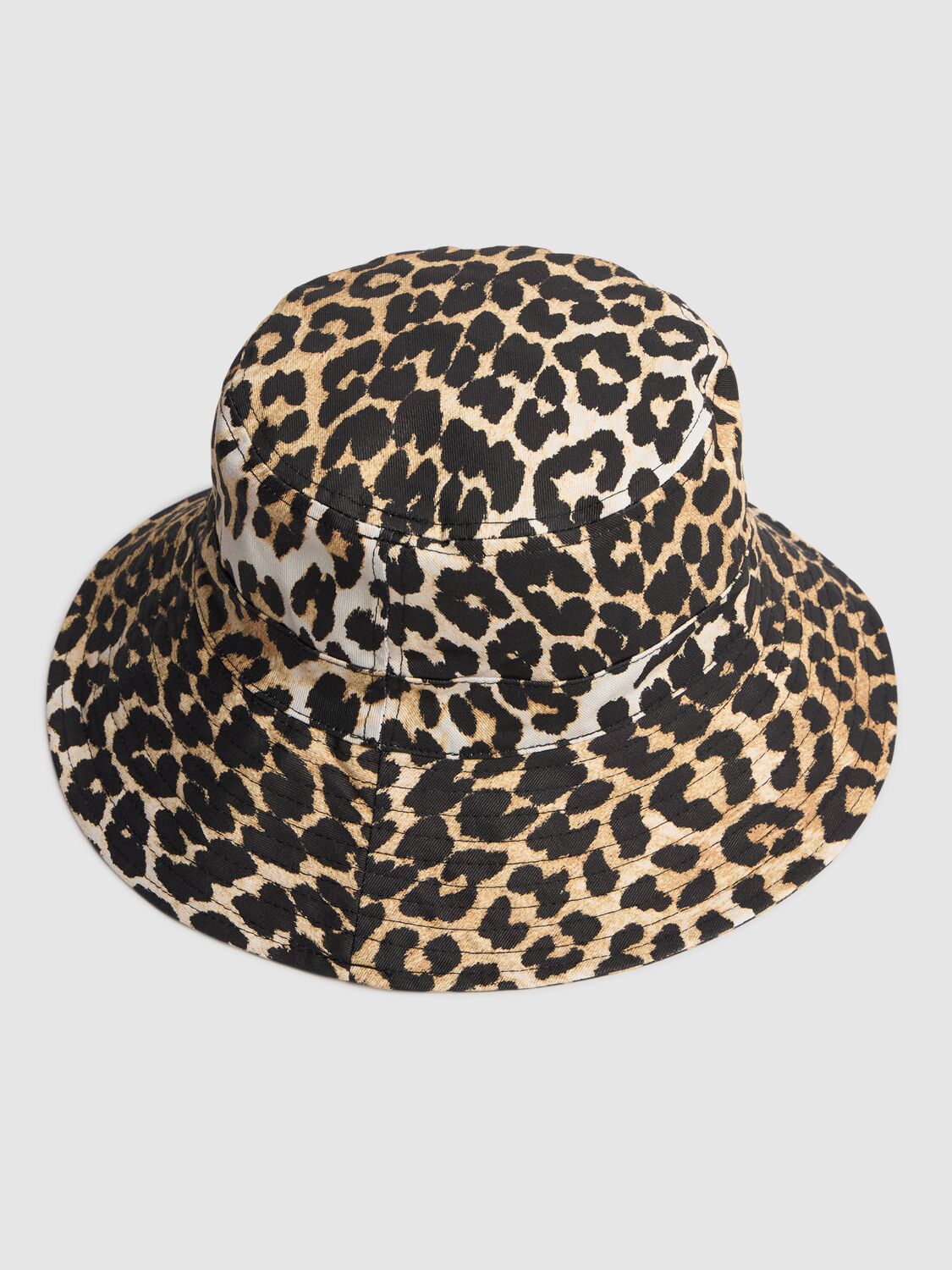 Shop Ganni Fisherman Printed Bucket Hat In Leopard