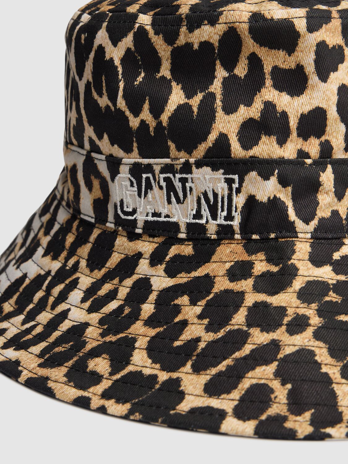 Shop Ganni Fisherman Printed Bucket Hat In Leopard