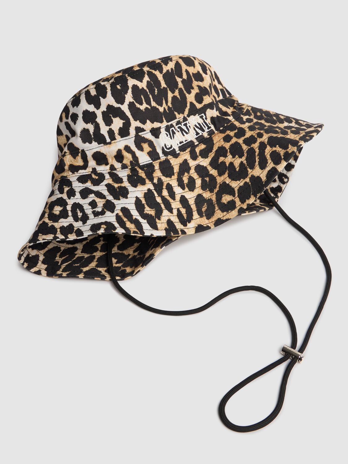 Shop Ganni Fisherman Printed Bucket Hat In Leopard