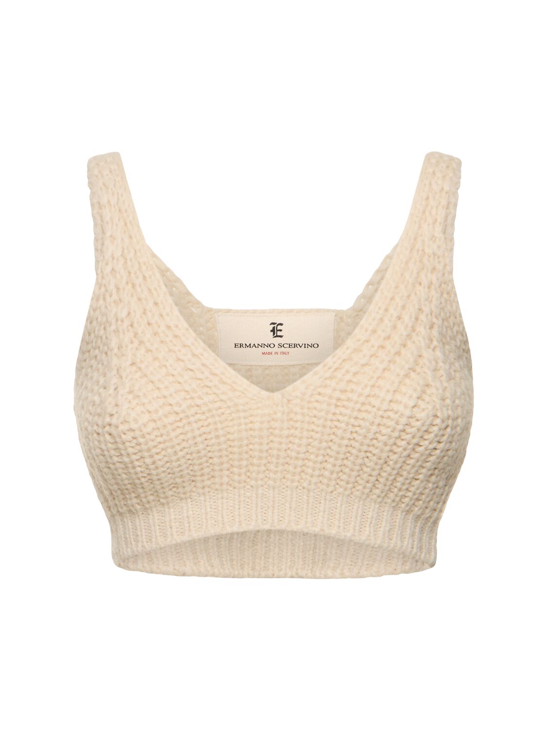 Ermanno Scervino Knit Cropped Top In Beige