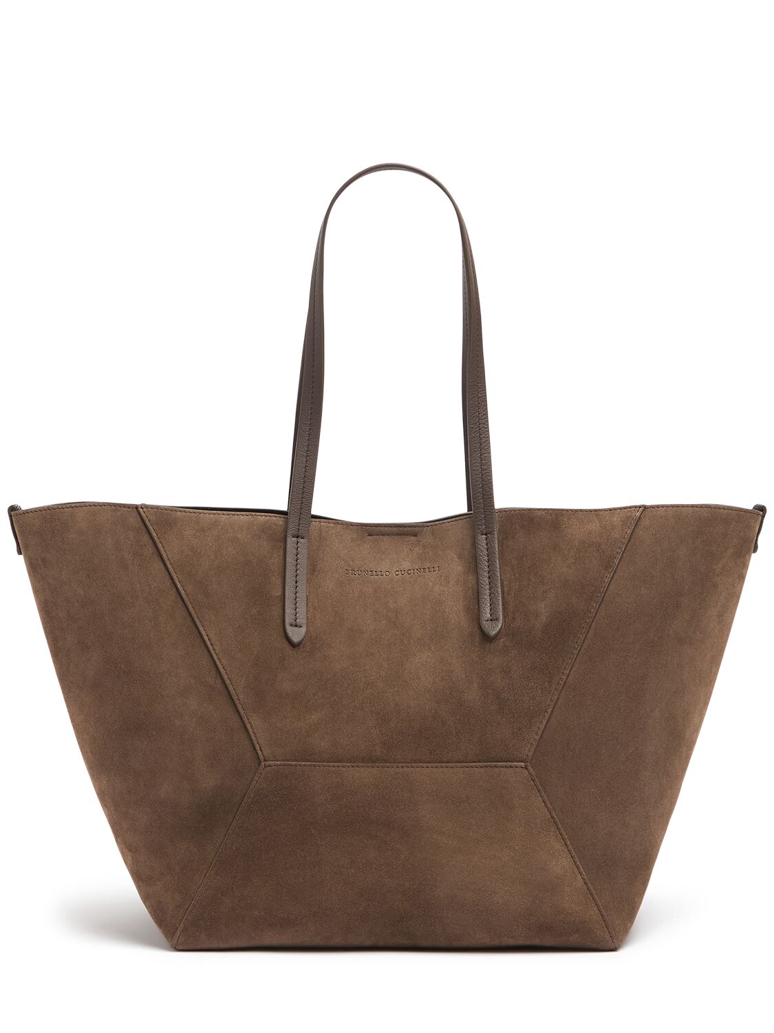 Brunello Cucinelli Softy Velour Suede Tote Bag In Torba