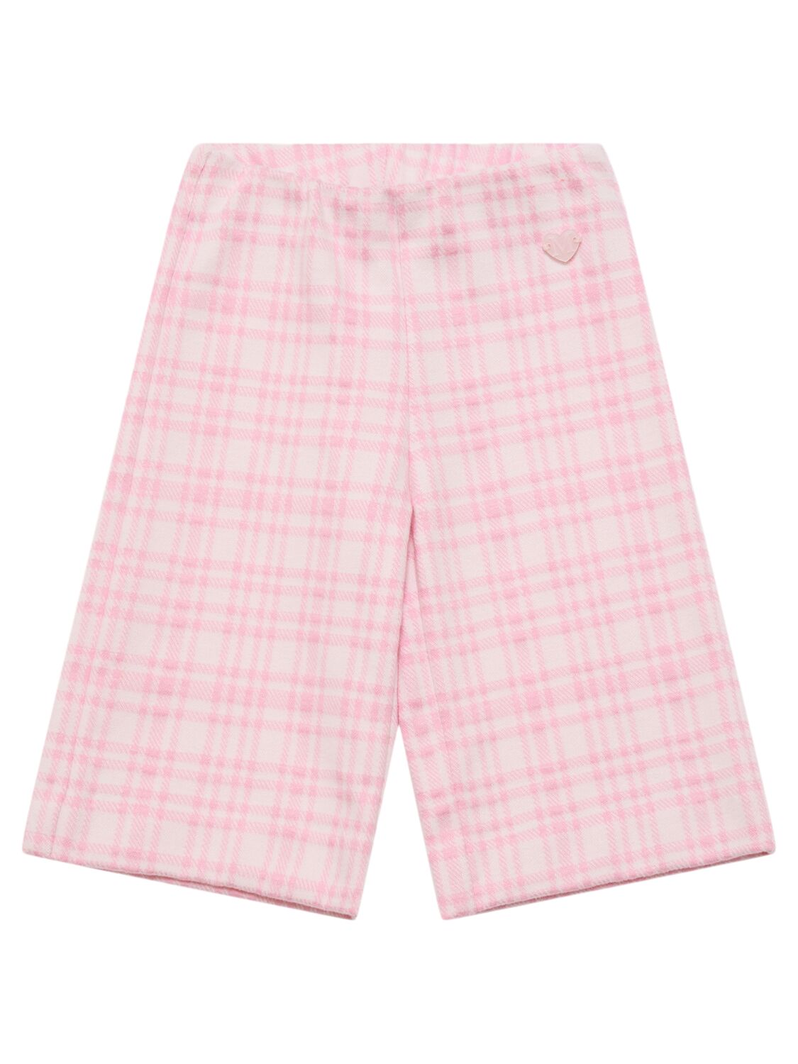 Monnalisa Check Print Cotton Blend Pants In Pink