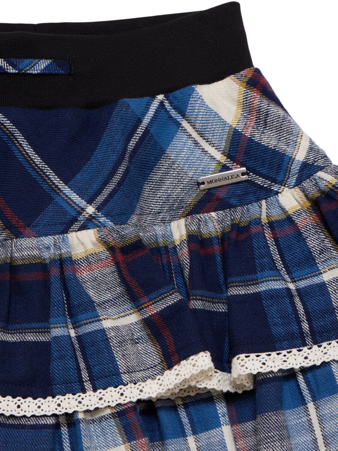 MONNALISA CHECK PRINT COTTON SKIRT 
