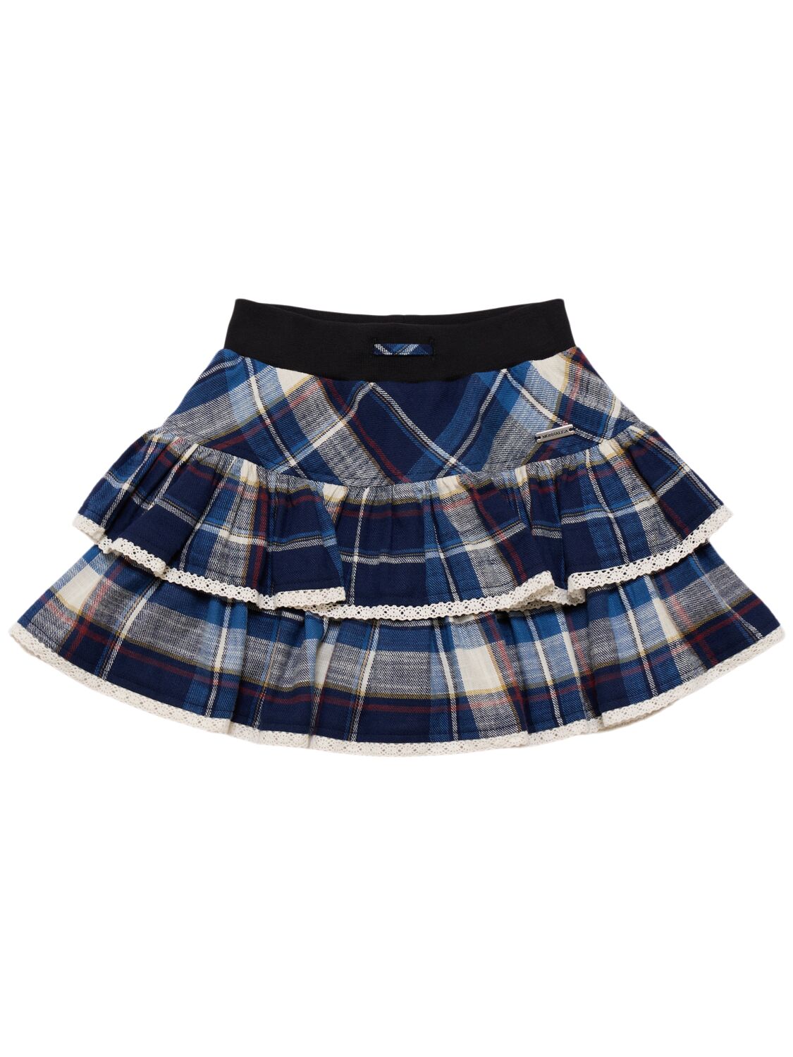 MONNALISA CHECK PRINT COTTON SKIRT 