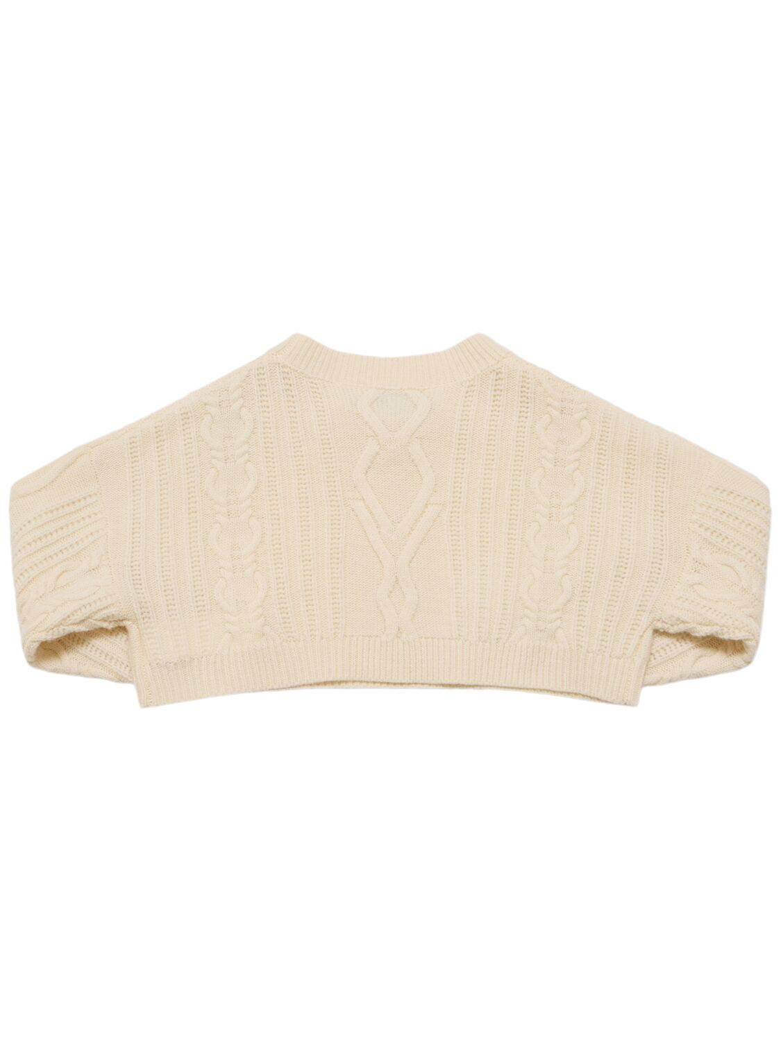 Monnalisa Wool Blend Knit Cropped Sweater In White