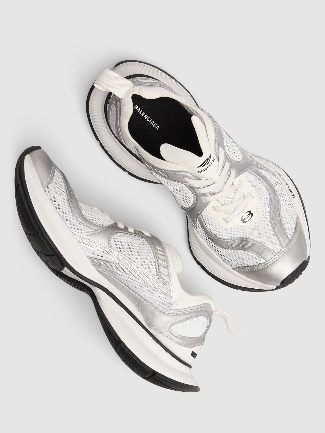 Shop Balenciaga 45mm Circuit Tech Sneakers In White/silver