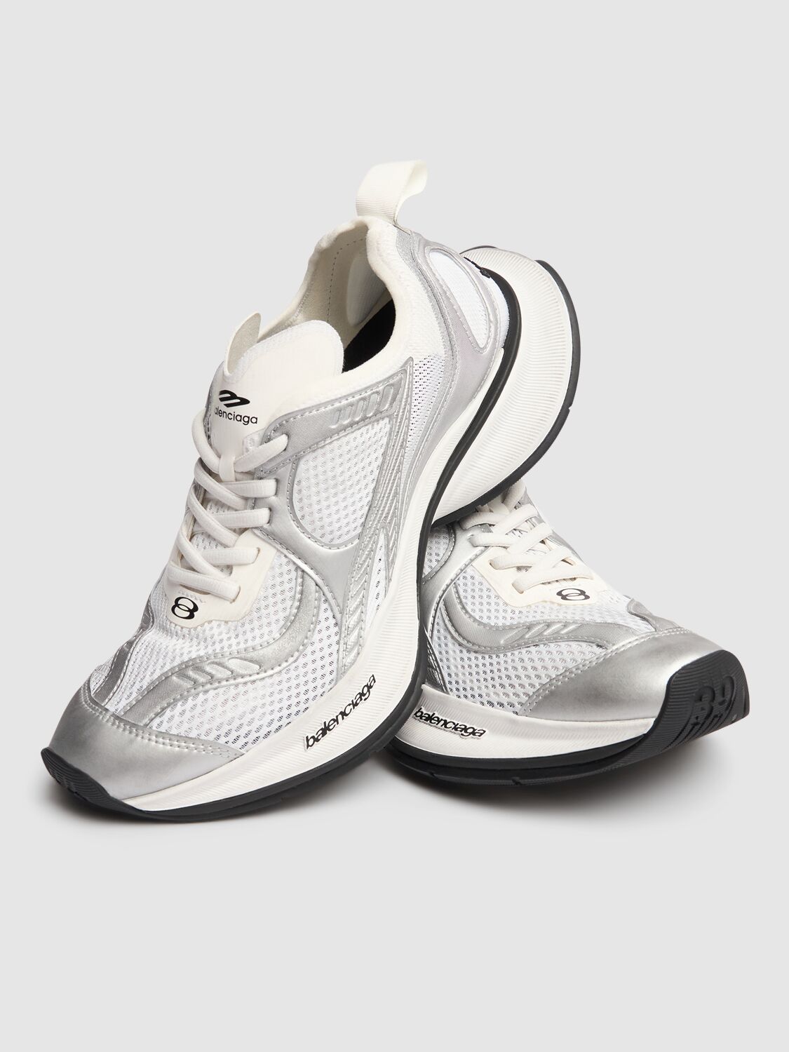 Shop Balenciaga 45mm Circuit Tech Sneakers In White/silver