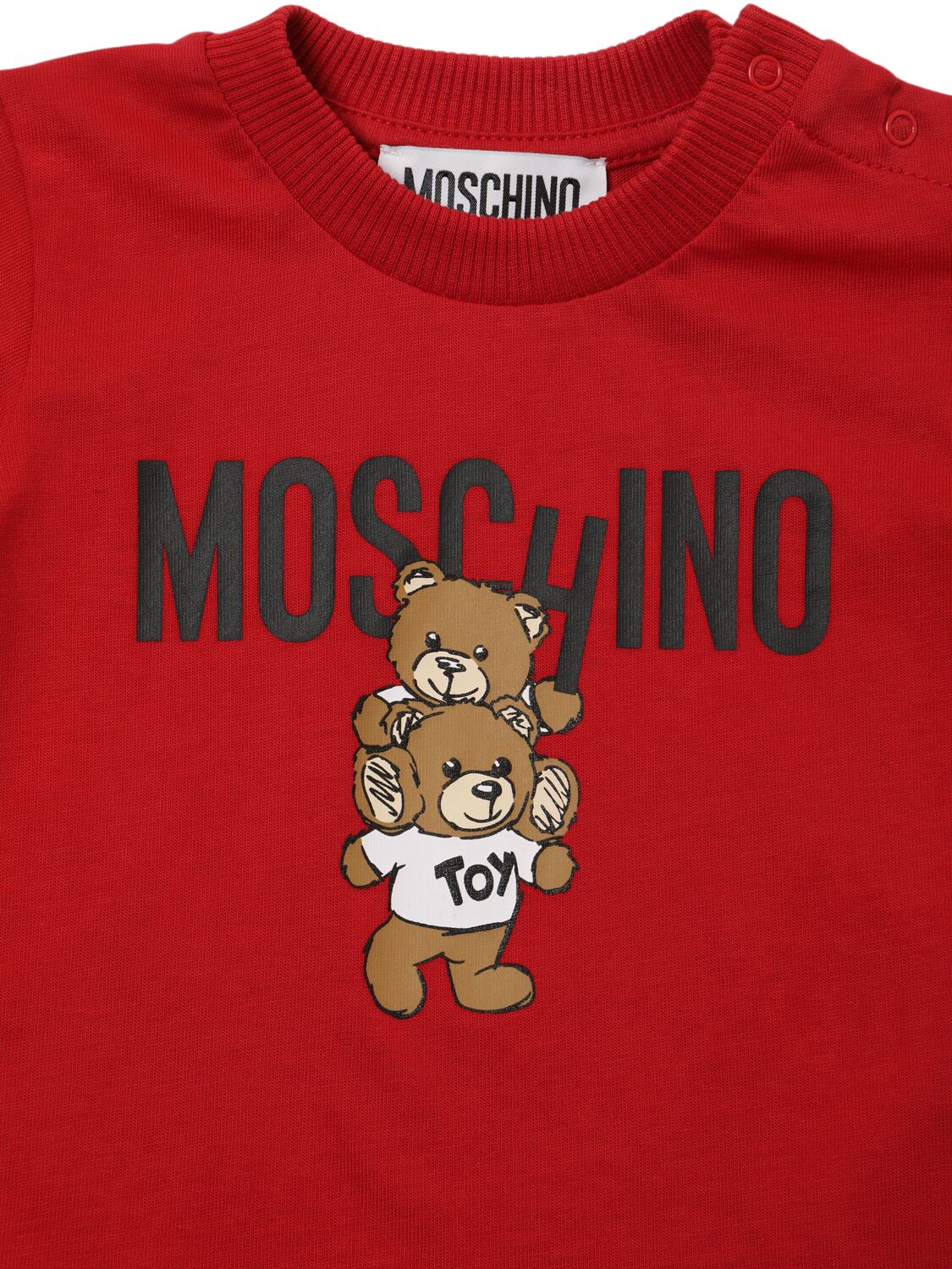 Shop Moschino Printed Cotton Jersey Longsleeve T-shirt In Red