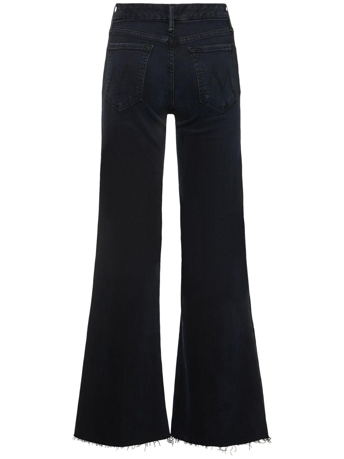 Shop Mother The Roller Fray Denim Wide Jeans In Black