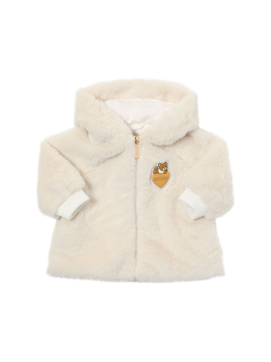 Moschino Faux Fur Teddy Padded Jacket In White