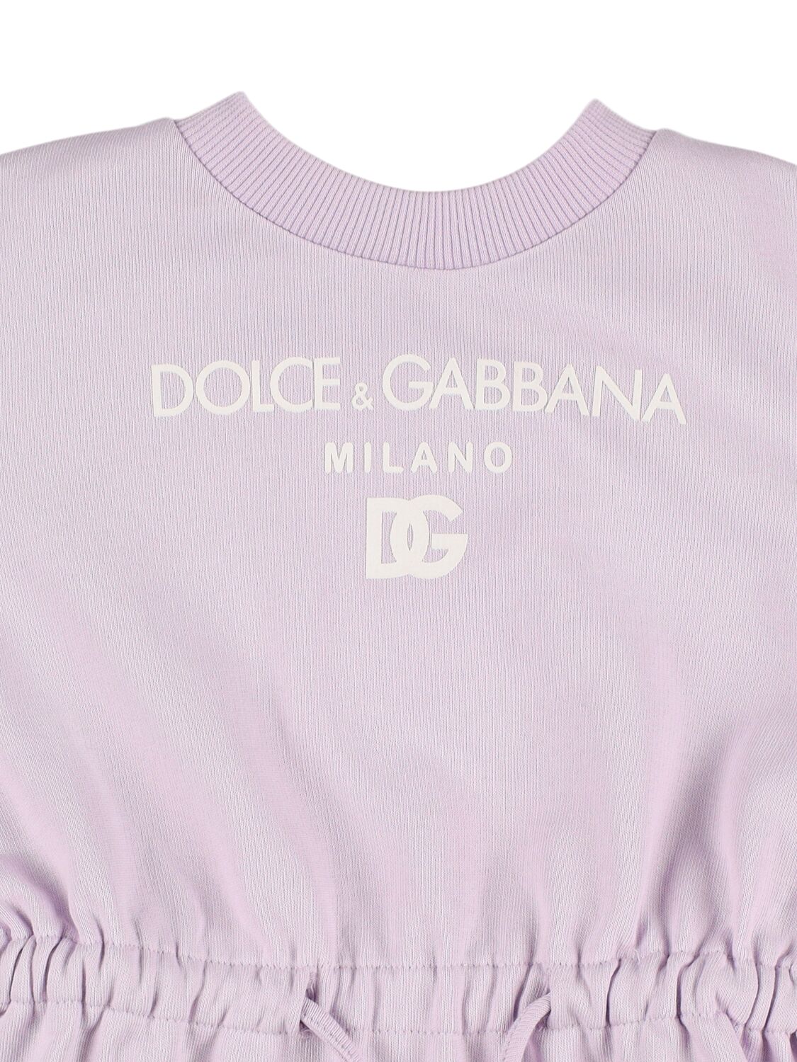 Shop Dolce & Gabbana Printed Logo Cotton Jersey Dress In Light Purple