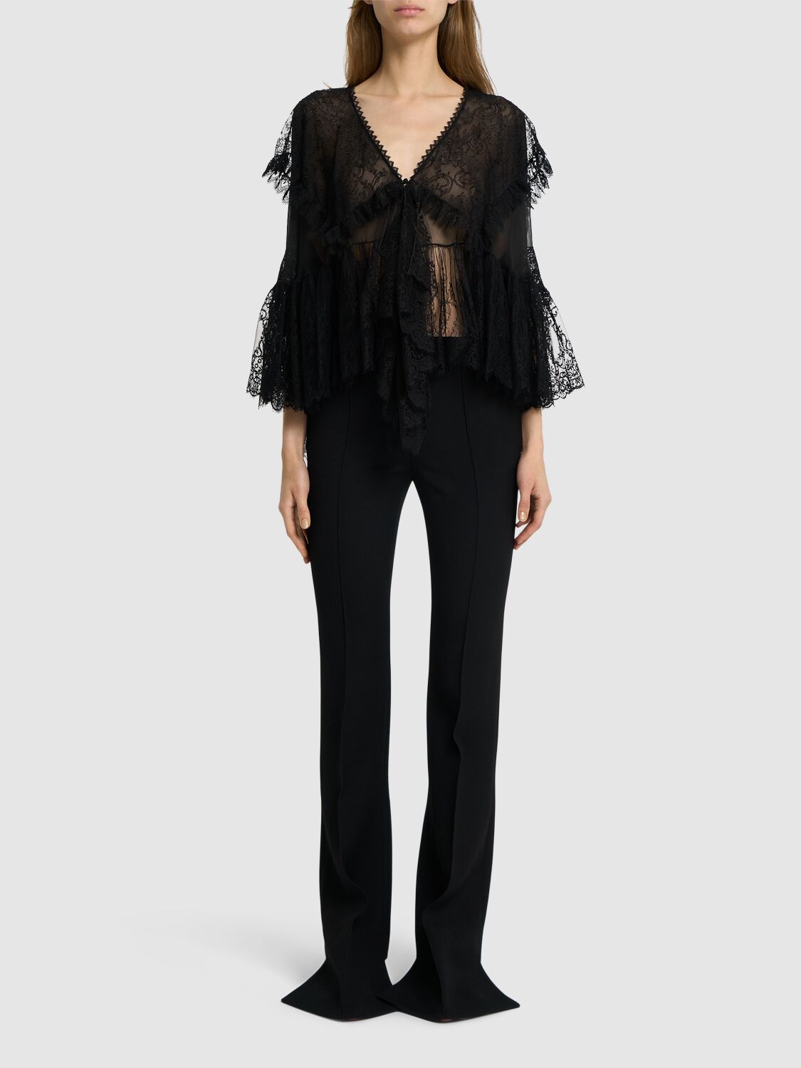 Chloé Tailored Wool Flared Pants In Black
