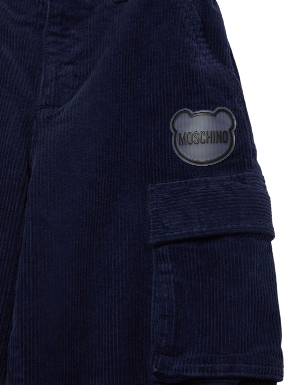 Shop Moschino Cotton Cargo Pants In Dark Blue