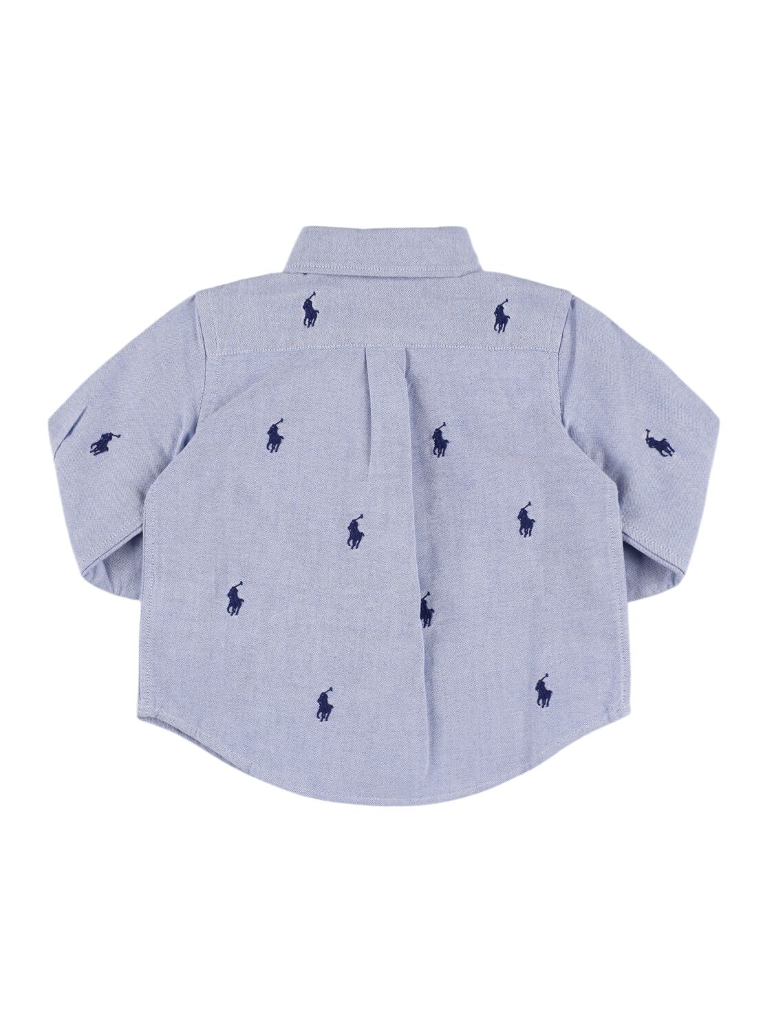 Shop Polo Ralph Lauren All Over Logo Cotton Poplin Shirt In Light Blue