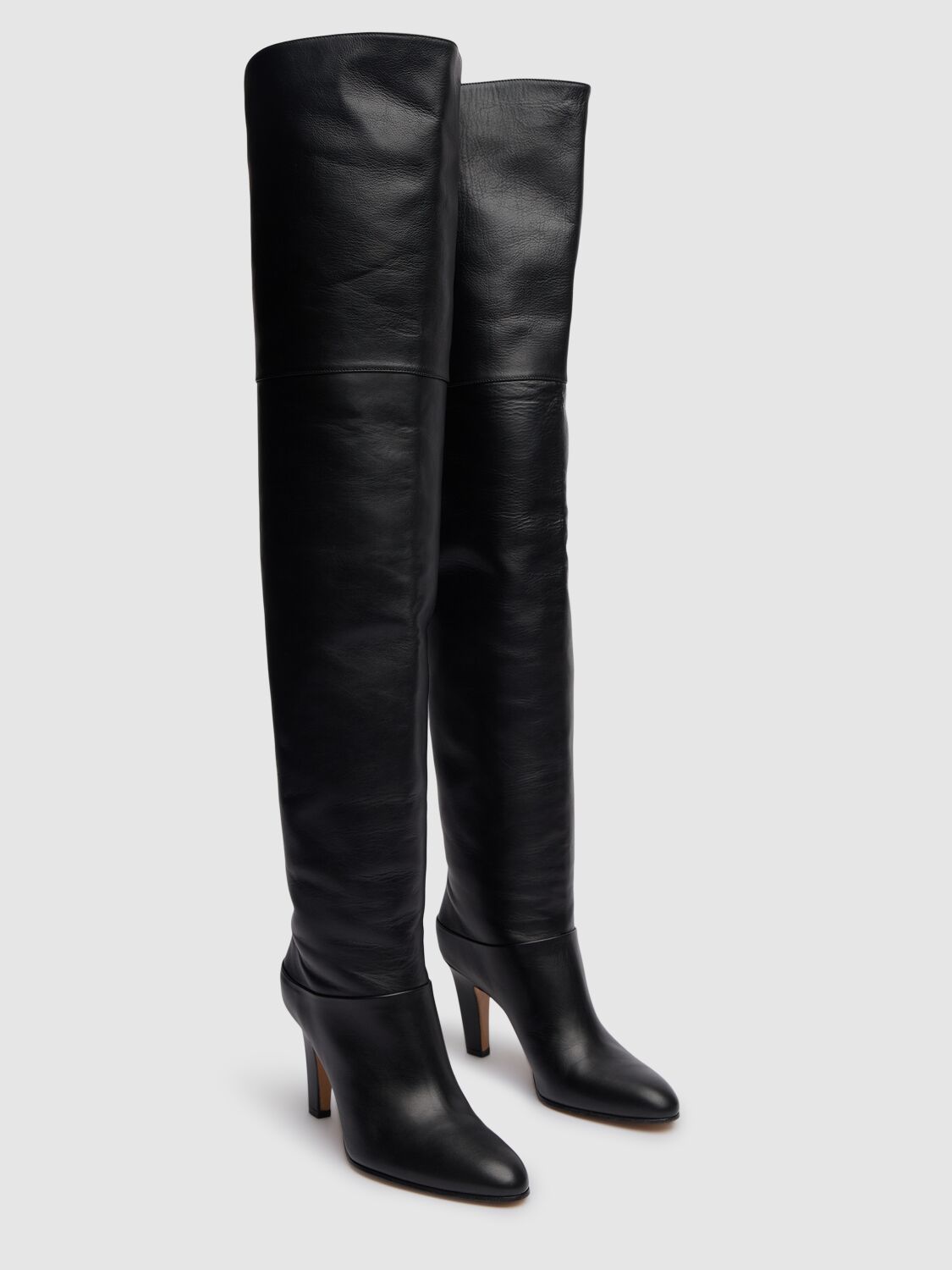 Chloé Knee-high Boots With Pointed Toe And Cone Heel In Black