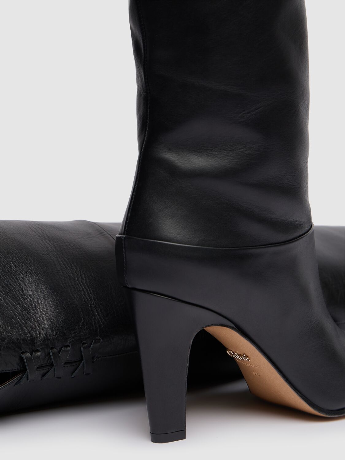 Chloé Knee-high Boots With Pointed Toe And Cone Heel In Black