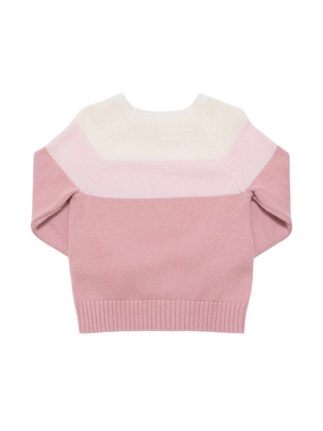 Shop Monnalisa Embroidered Wool Blend Knit Sweater In Pink/white